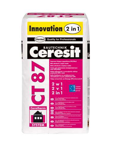 CT 87 White adhesive and reinforcing mortar EPS/wool "2 in 1"